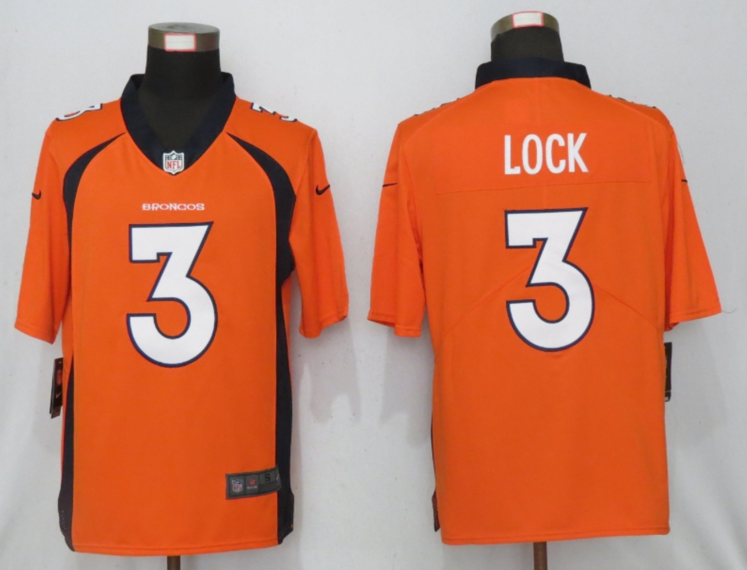Men NEW Nike Denver Broncos #3 Lock Nike Orange 2020 NFL Draft First Round Pick Game Jersey